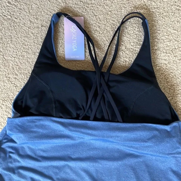 Crz Yoga Women’s Sports Soft Build-In Bra.             Strappy Back Tank Top. - Picture 8 of 15